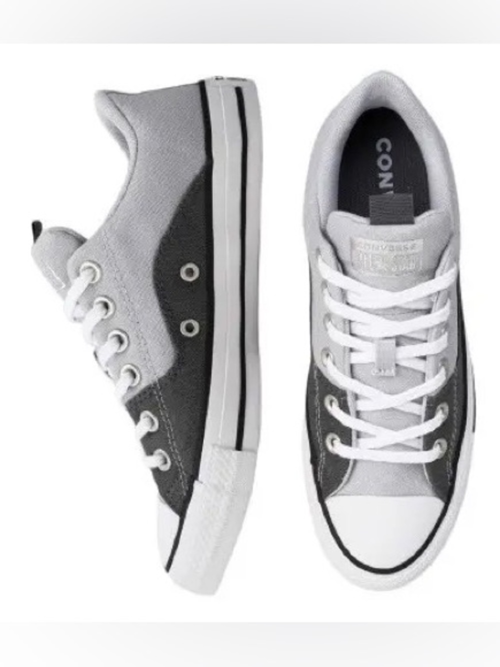 Converse Low Top Sneakers in Light Gray and Dark Gray Womens 7